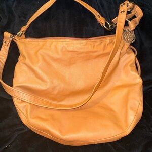Coach Orange/Tan Leather Shoulder Bag